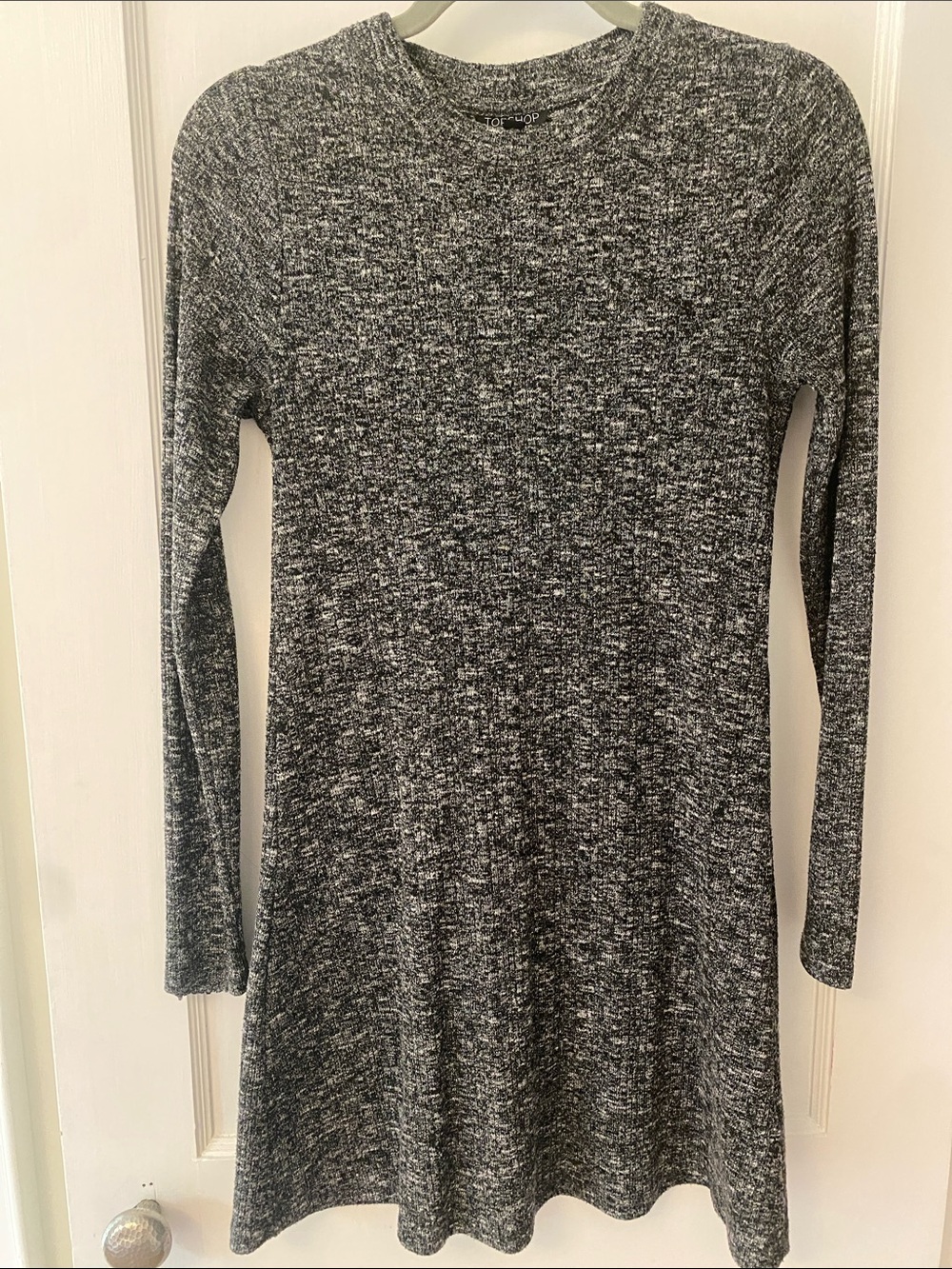 Topshop Gray Long-Sleeve Knit Dress